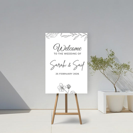 Elegant Minimalist Wedding Welcome Board