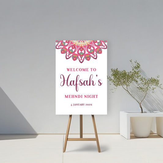 Personalised Mehndi Welcome Board