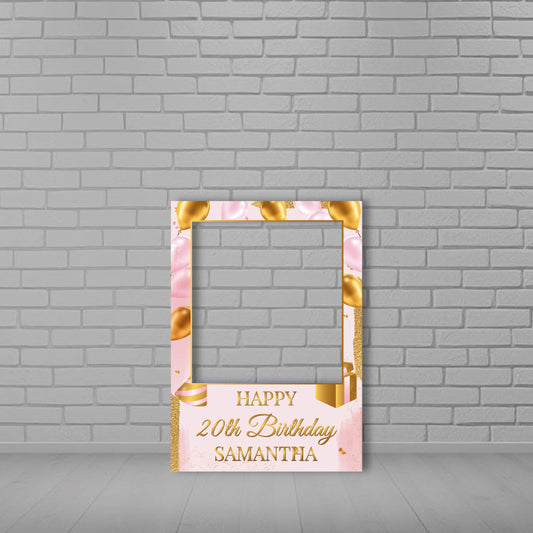 Personalised Gold and Pink Birthday Selfie Frame
