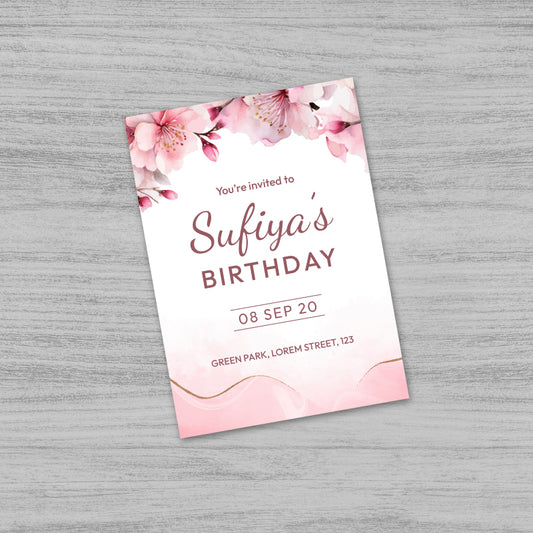 Pink Birthday Invitation Card