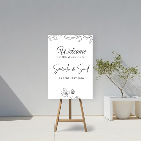 Elegant Minimalist Wedding Welcome Board