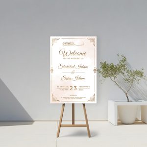 Gold And Pink Wedding Welcome Board