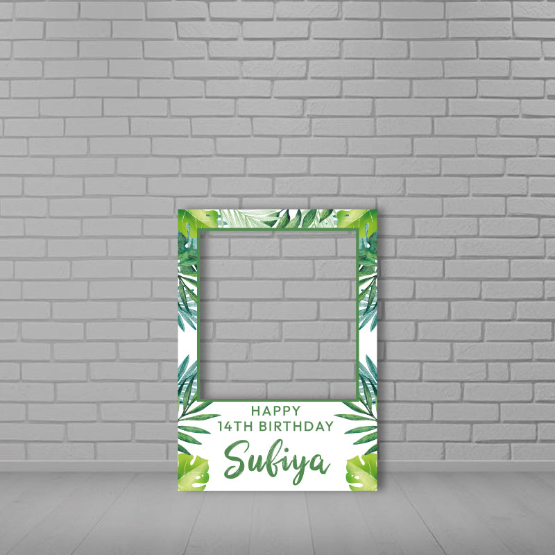 Green Leaves Birthday Selfie Frame