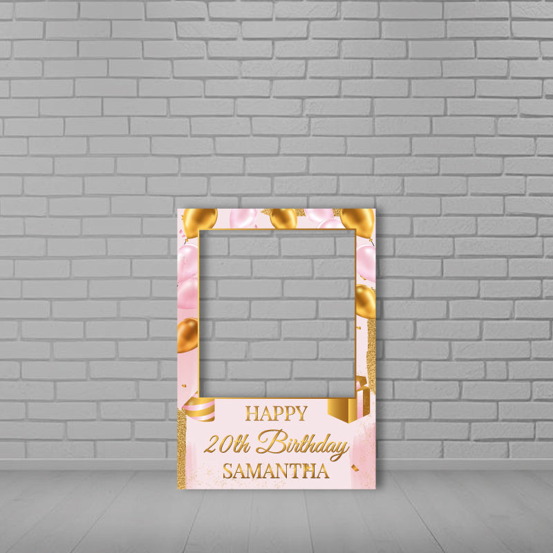 Personalised Gold and Pink Birthday Selfie Frame