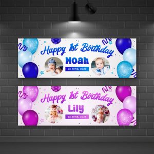 Blue and Pink Birthday Banners for Baby