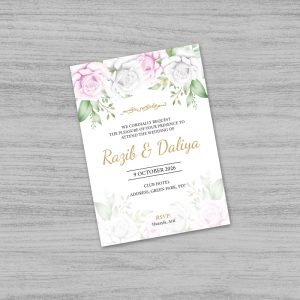White and Pink Rose Wedding Invitation Card